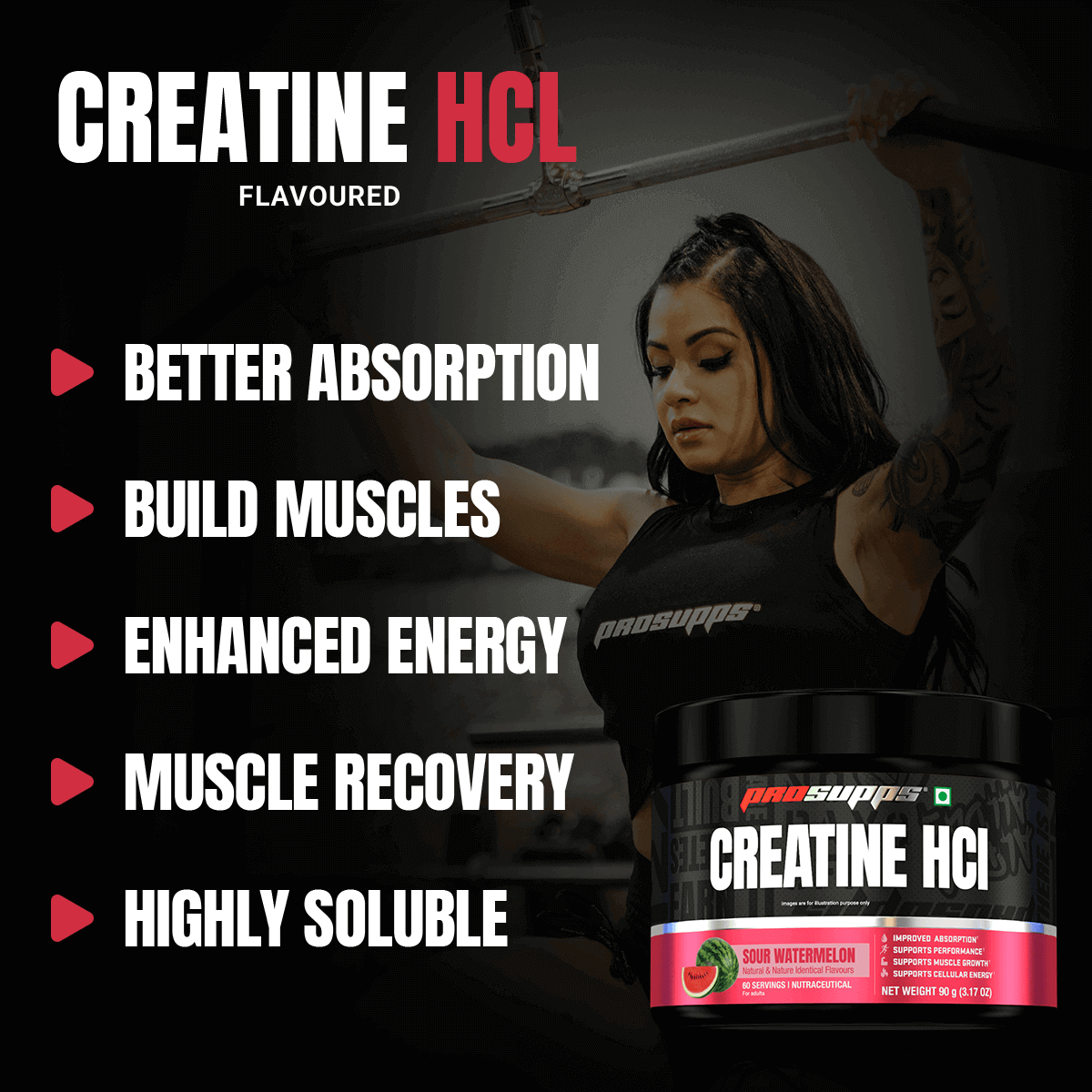 Prosupps Creatine HCL | Fast Absorption Creatine for Strength & Performance - Prosupps