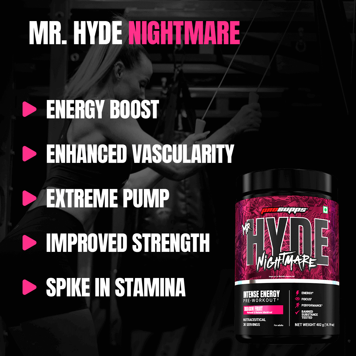 Prosupps Hyde Nightmare Pre Workout | 30 Servings - Prosupps India