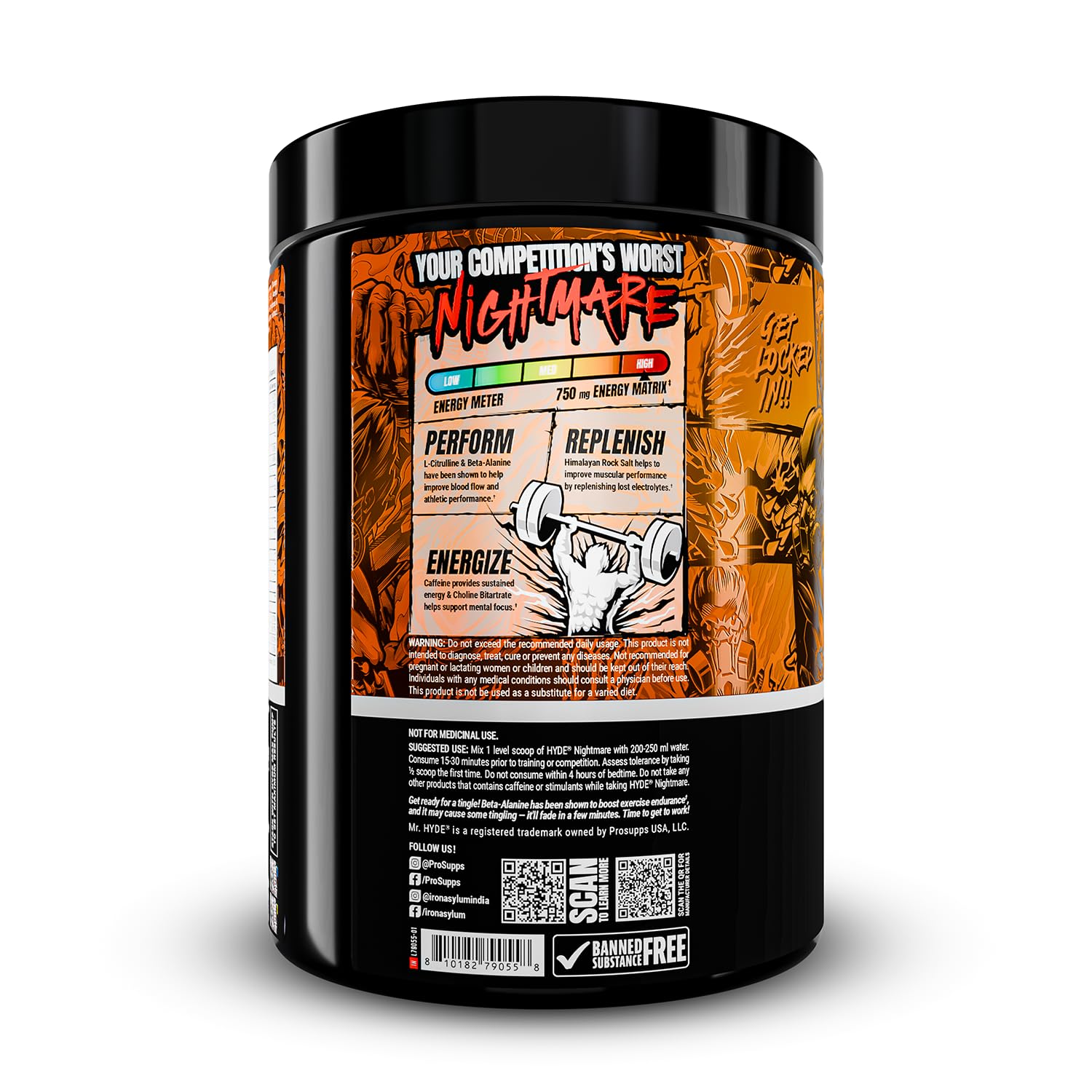 Prosupps Hyde Nightmare Pre Workout | Extreme Energy & Intense Focus Formula - Prosupps