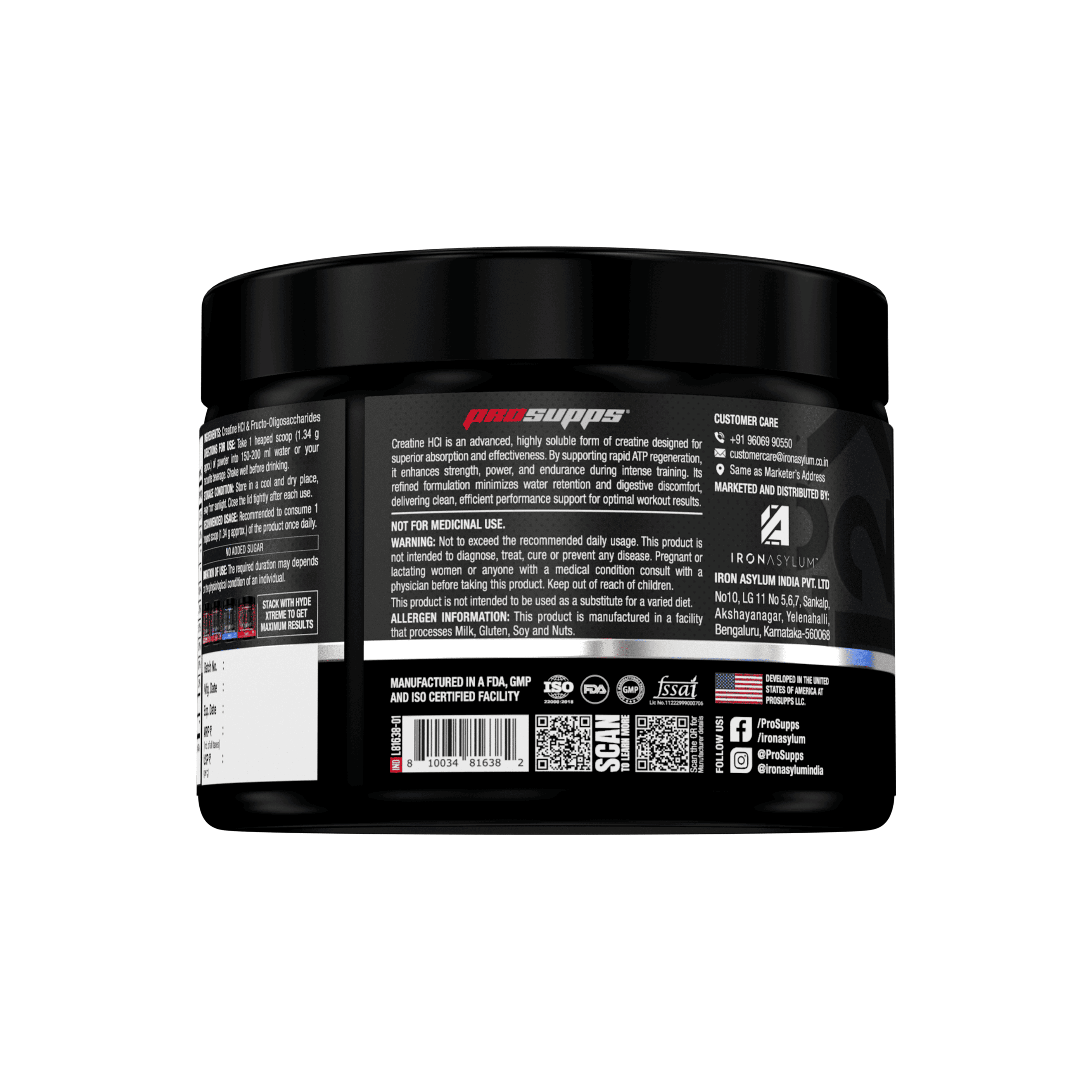 Prosupps Creatine HCL | Fast Absorption Creatine for Strength & Performance - Prosupps