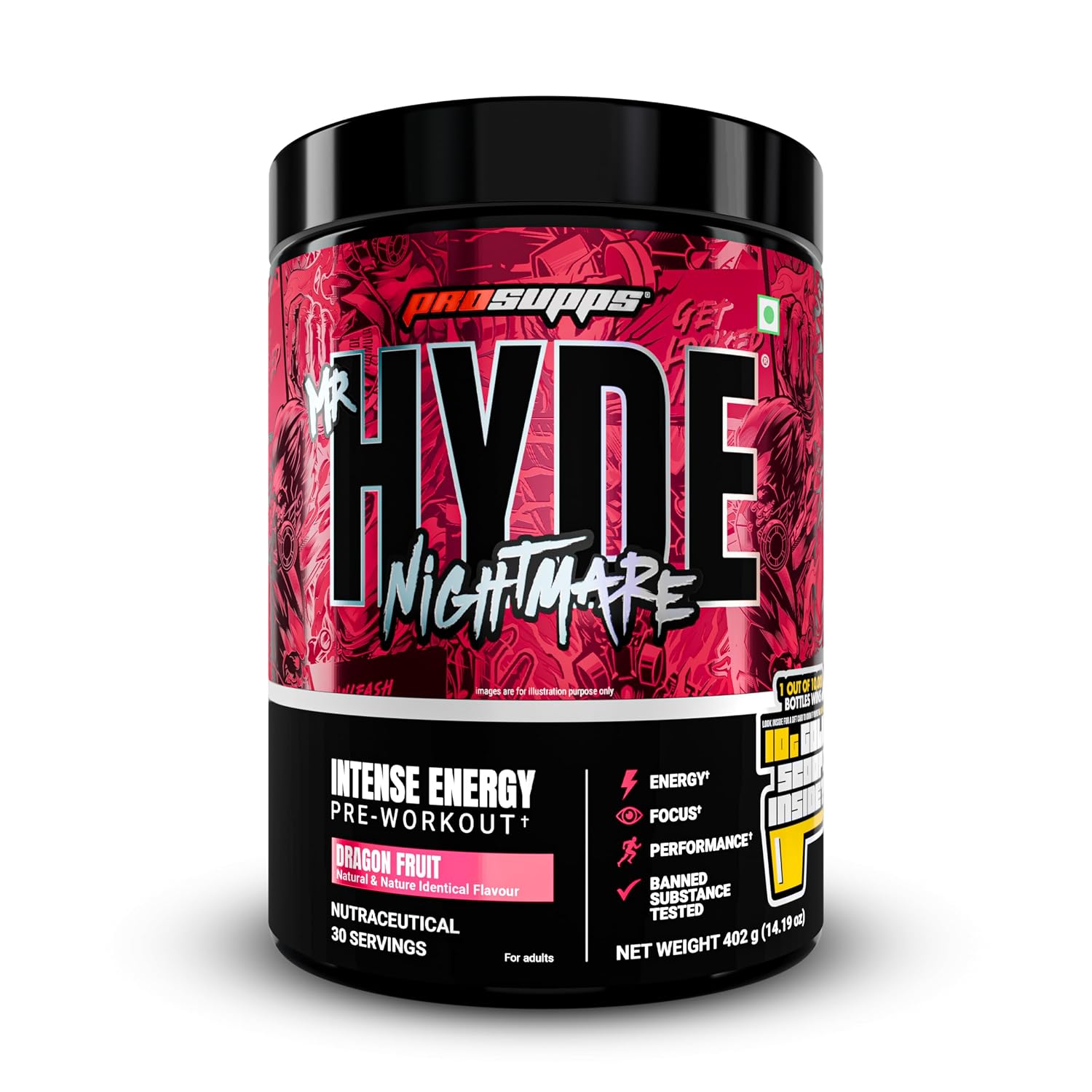 Prosupps Hyde Nightmare Pre Workout | Extreme Energy & Intense Focus Formula - Prosupps