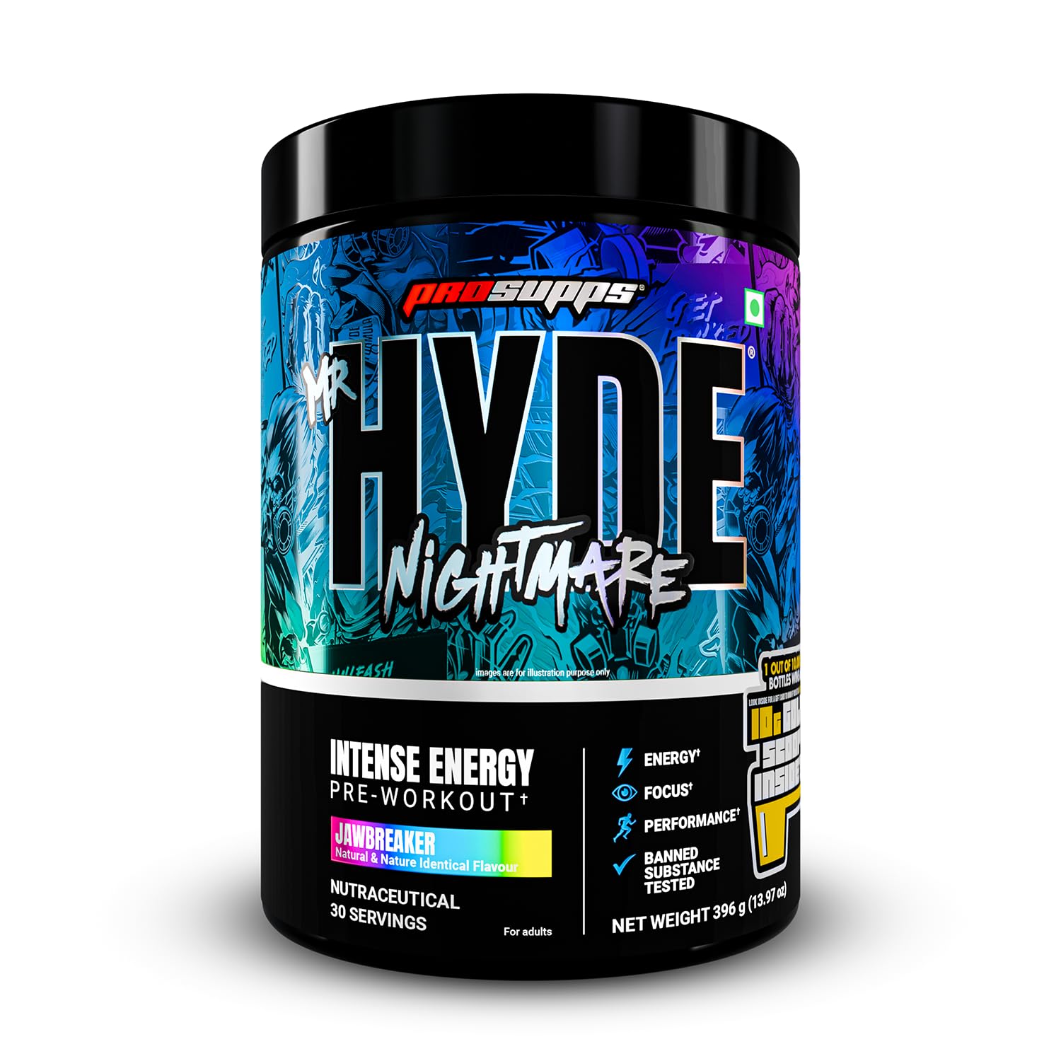 Prosupps Hyde Nightmare Pre Workout | Extreme Energy & Intense Focus Formula - Prosupps
