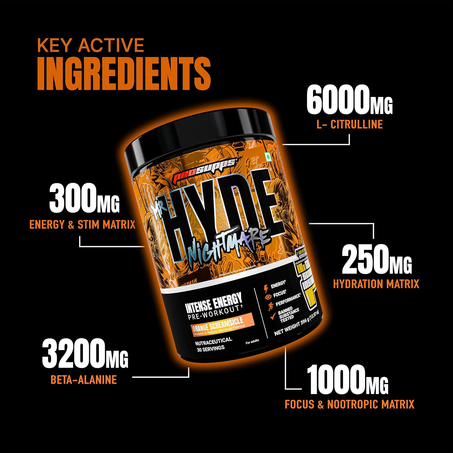 Prosupps Hyde Nightmare Pre Workout | Extreme Energy & Intense Focus Formula - Prosupps